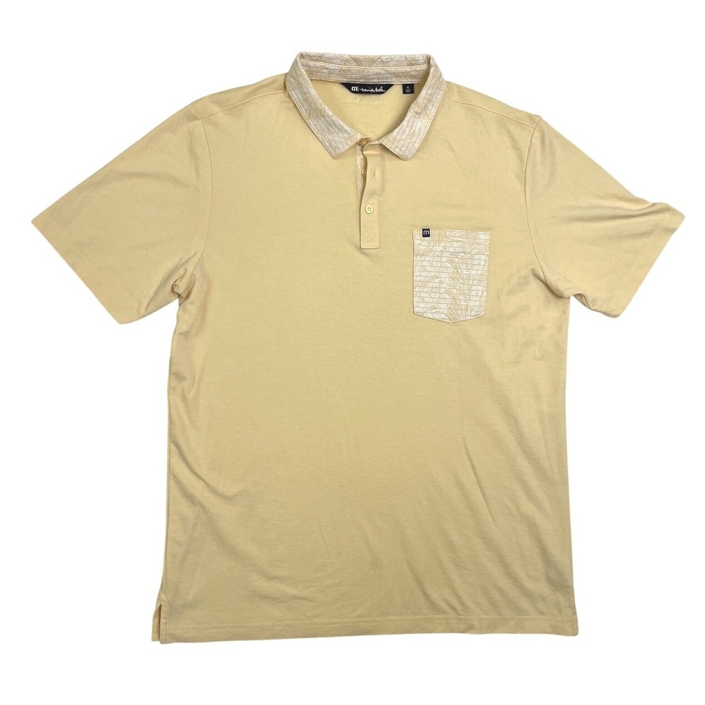 TravisMathew Mens XL Yellow Pima Cotton Blend Pocket Polo Shirt Performance Golf